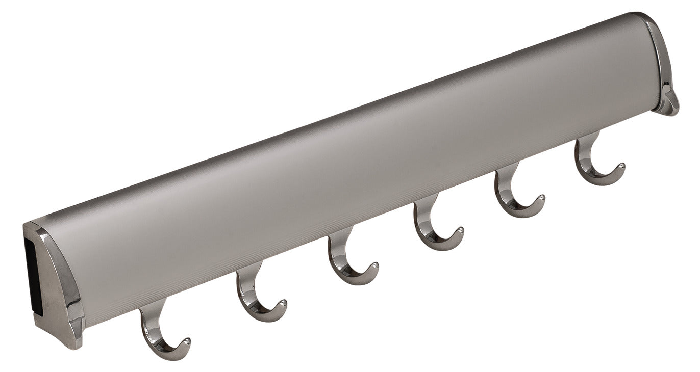 TAG Hardware Designer 6-Hook Valet Belt Tie Rack Closet Organizer with 13.75 Inch Extension