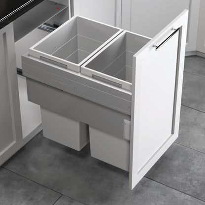 Hailo US Cargo 18 Full Access 54 Liters Waste Bin Soft-Close Pull-Out Organize Space Saver Organizer (2 x 37 Liter Bins)