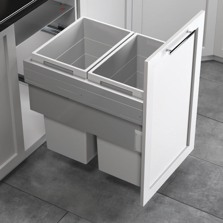Hailo US Cargo 18 Full Access 54 Liters Waste Bin Soft-Close Pull-Out Organize Space Saver Organizer (2 x 37 Liter Bins)