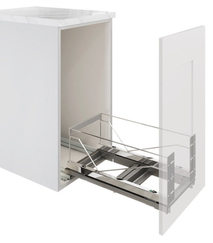 Hafele Premium Bottom-Mount 2 x 28 qt. Bins Pullout Trash System with Soft Close and Door Mounting Brackets