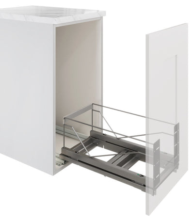 Hafele 2 x 28 Qt Pull-Out Double Waste Bins with Soft-Close Slides, Bottom-Mount System for 15" Cabinets