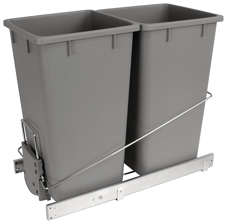 Häfele Double 27 Qt Soft-Close Pull-Out Trash Bin System – 54 Qt Total Capacity