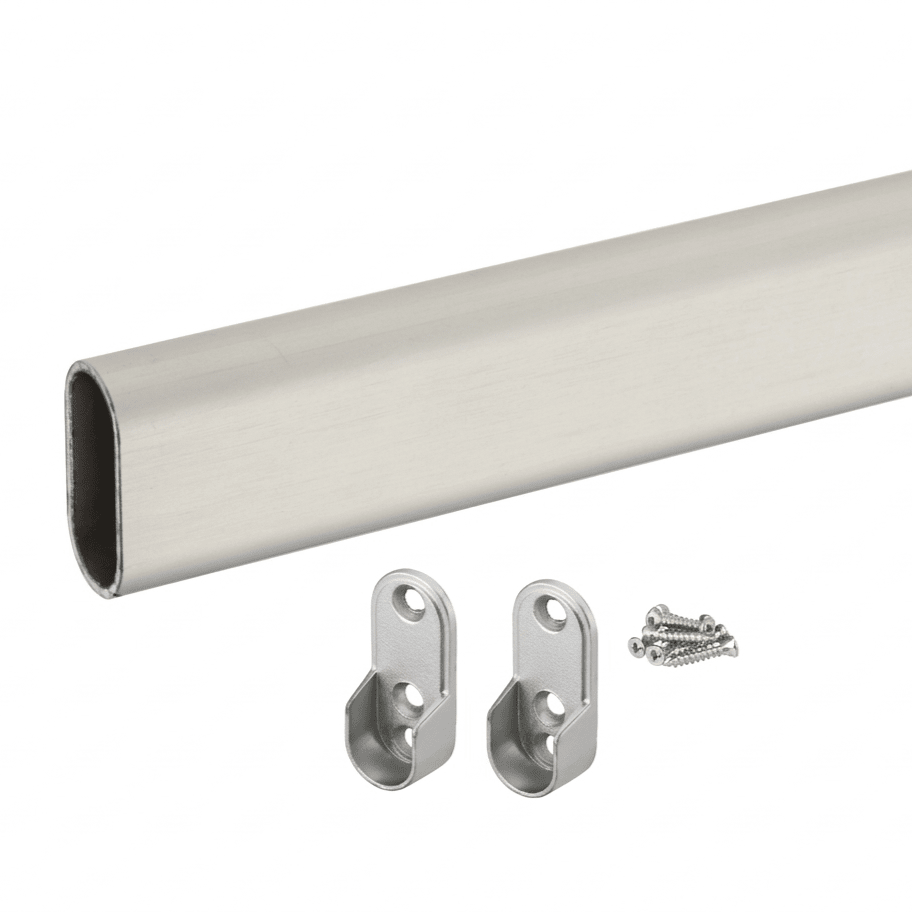 Premium Custom Cut - to - Size Oval Wardrobe Closet Rod Kit - Made to Order Aluminum Hanging Pole - KI Home