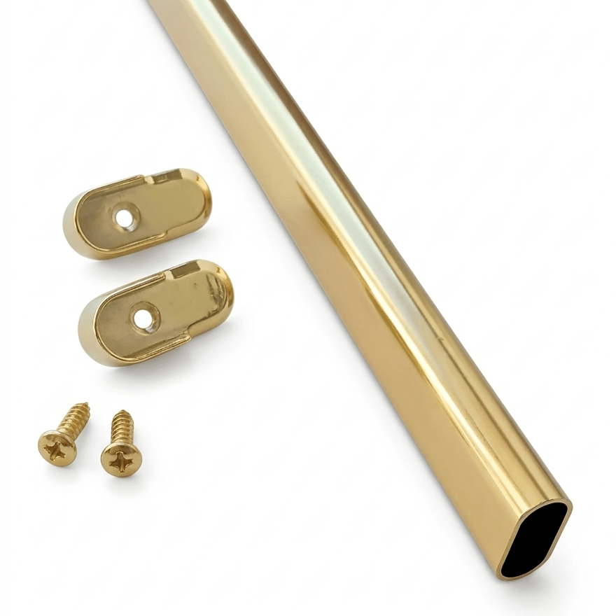 Premium Custom Cut - to - Size Oval Wardrobe Closet Rod Kit - Made to Order Aluminum Hanging Pole - KI Home