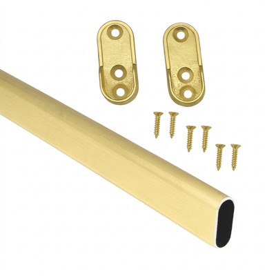 Premium Custom Cut - to - Size Oval Wardrobe Closet Rod Kit - Made to Order Aluminum Hanging Pole - KI Home