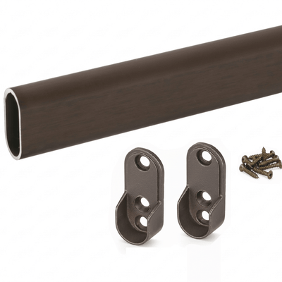 Premium Custom Cut - to - Size Oval Wardrobe Closet Rod Kit - Made to Order Aluminum Hanging Pole - KI Home