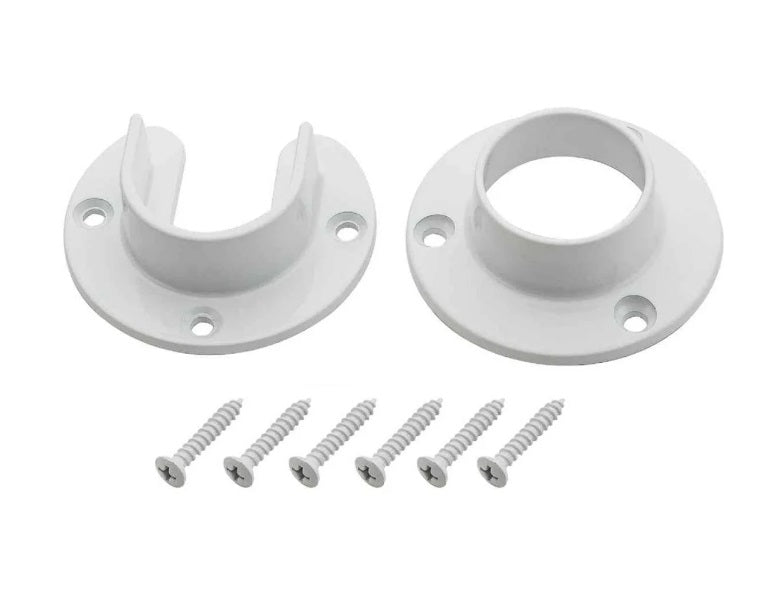 2-Pack Premium Heavy-Duty 1-5/16 inches Round Flange Set for Wardrobe Closet Rods