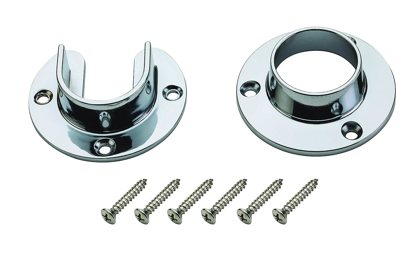 2-Pack Premium Heavy-Duty 1-5/16 inches Round Flange Set for Wardrobe Closet Rods