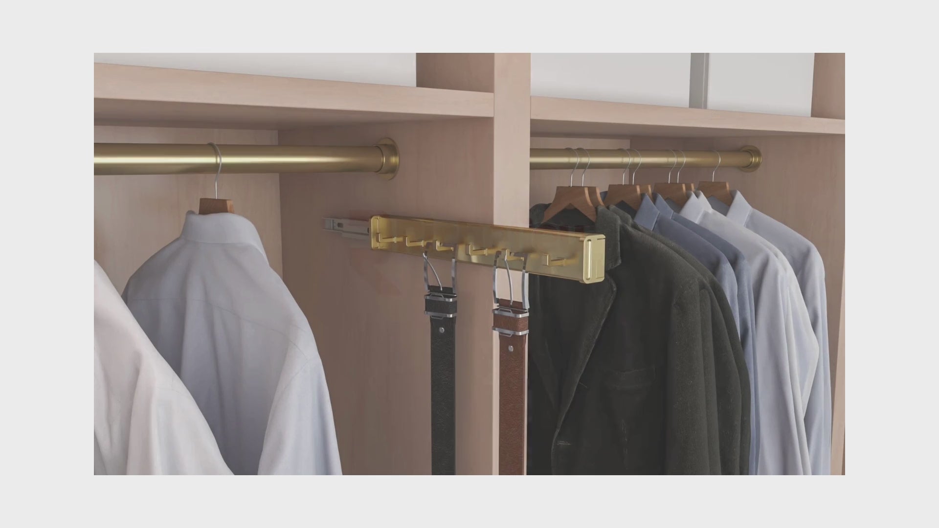 Richelieu 17-Hooks Designer Wardrobe Reversible Closet Tie Rack with 12 Inch Pullout Extension