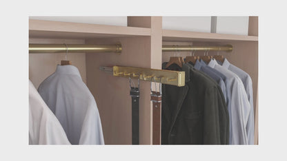 Richelieu 17-Hooks Designer Wardrobe Reversible Closet Tie Rack with 12 Inch Pullout Extension