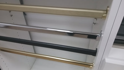 Custom Cut-to-Size Oval Wardrobe Closet Rods with End Supports - Heavy-Duty Steel or Aluminum (12"–92" L)