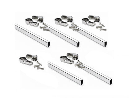 ProPack Case Heavy - Duty Polished Chrome Oval Wardrobe Closet Rod Kits - KI Home