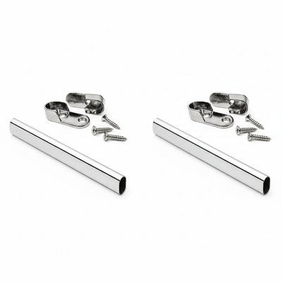ProPack Case Heavy - Duty Polished Chrome Oval Wardrobe Closet Rod Kits - KI Home