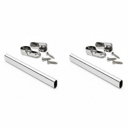 ProPack Case Heavy - Duty Polished Chrome Oval Wardrobe Closet Rod Kits - KI Home