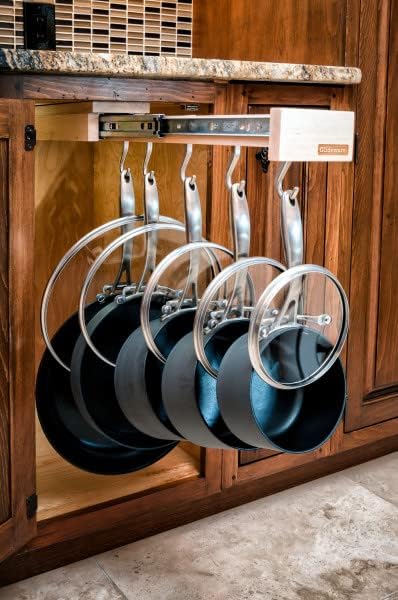 Rev - A - Shelf 14" Pull Out Kitchen Cabinet Pantry Organizer with 5 Hanging Hooks with Ball Bearing Slide System, Maple Wood, GLD - W14 - SC - 5 - KI Home