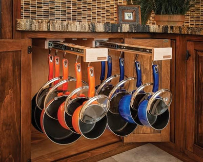 Rev - A - Shelf 14" Pull Out Kitchen Cabinet Pantry Organizer with 5 Hanging Hooks with Ball Bearing Slide System, Maple Wood, GLD - W14 - SC - 5 - KI Home