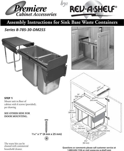 Rev-A-Shelf 8-785-30-2SS Stainless-Steel Undersink Double Waste Container System - KI Home
