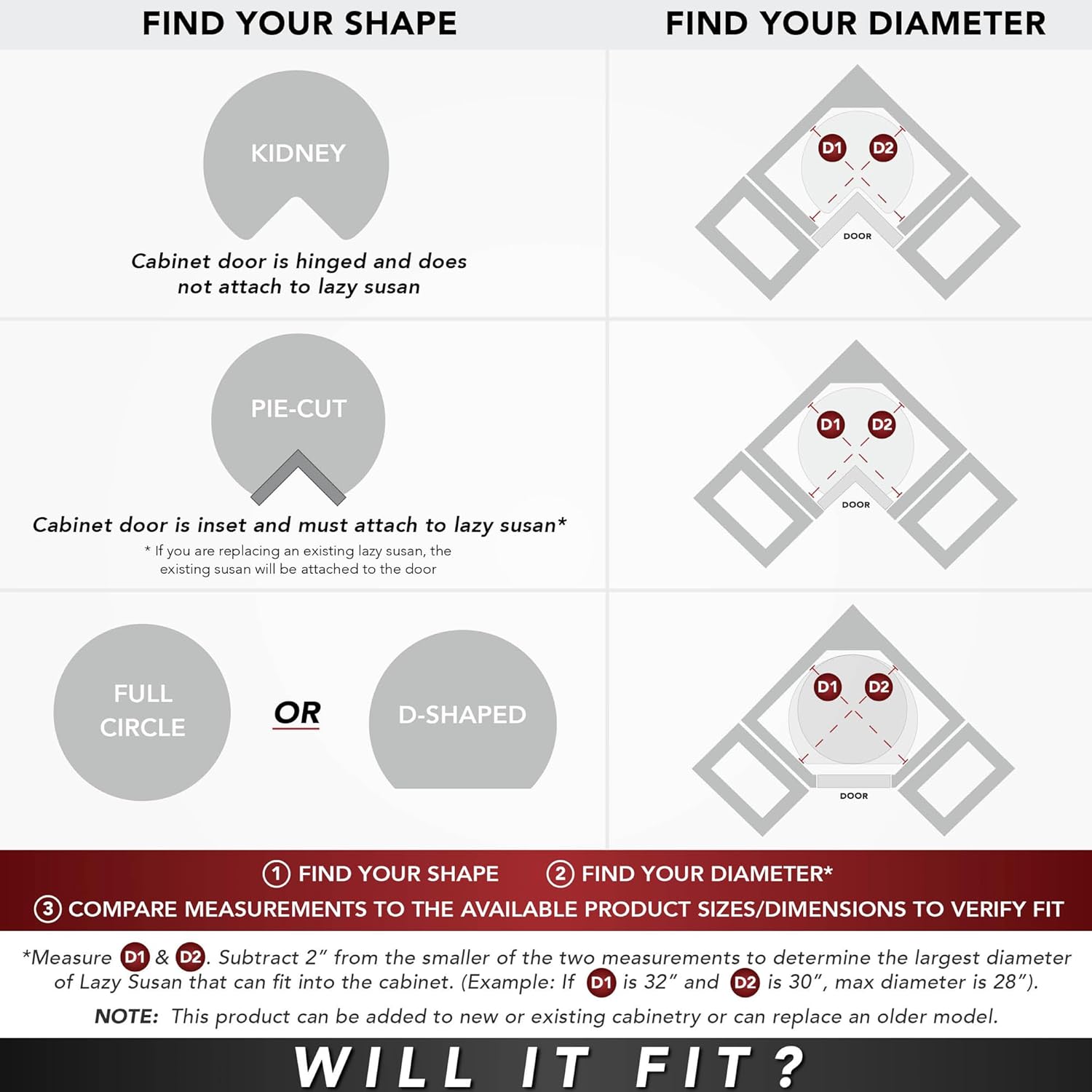 Rev - A - Shelf Dual Shelf Half Moon Lazy Susan Organizer for Blind Corner Kitchen Cabinets, Pull Out Turntable Storage Trays, Wood, 4WLS882 - 32 - 570 - KI Home