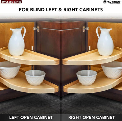 Rev - A - Shelf Dual Shelf Half Moon Lazy Susan Organizer for Blind Corner Kitchen Cabinets, Pull Out Turntable Storage Trays, Wood, 4WLS882 - 32 - 570 - KI Home