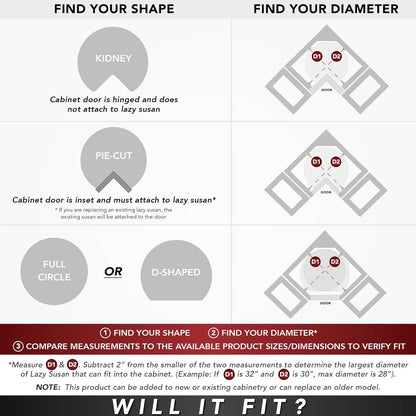 Rev - A - Shelf Pull - Out Half Moon Lazy Susan Shelf Sliding Organizer for Blind Corner Cabinets - KI Home