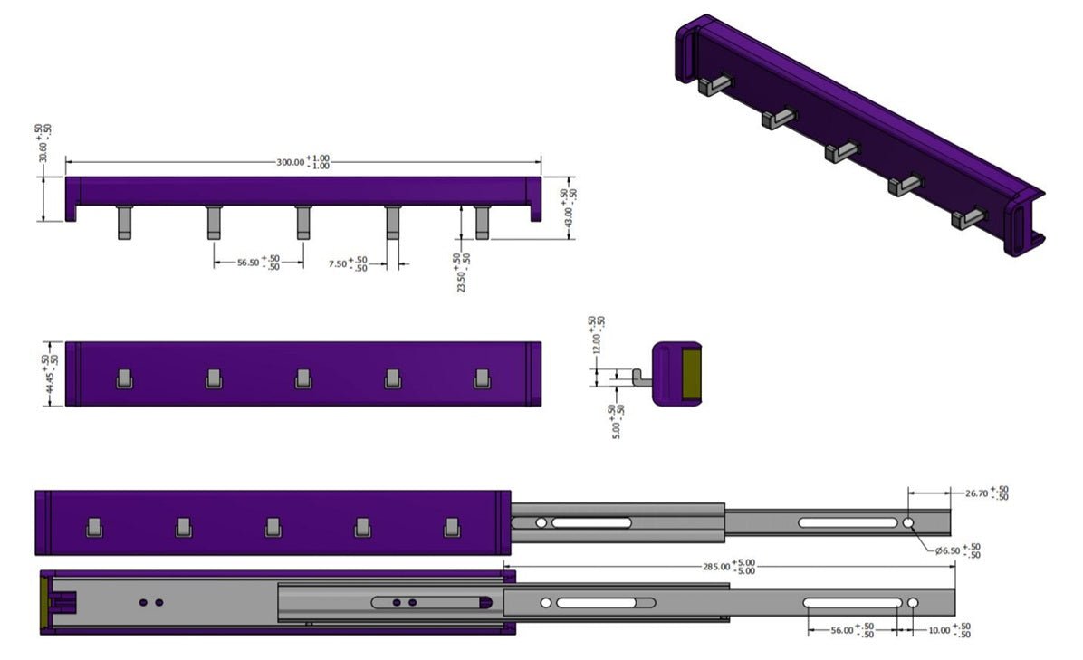 Richelieu 5 - Hooks Designer Wardrobe Reversible Closet Belt Rack with 11 Inch Pullout Extension - KI Home