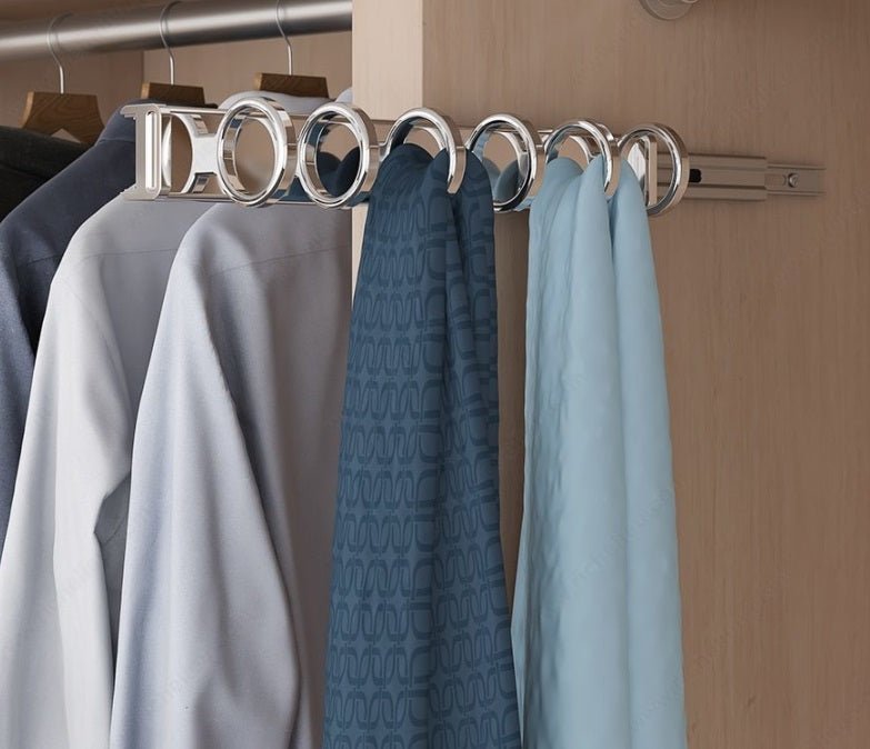 Richelieu 6 - Rings Designer Wardrobe Reversible Closet Scarf Rack with Pullout Extension - KI Home