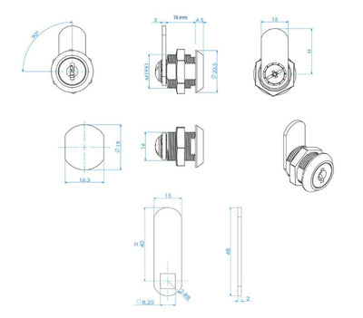 Richelieu BP1407 Cam Lock – Chrome Cabinet & Drawer Security (For Panels up to 12mm) - KI Home