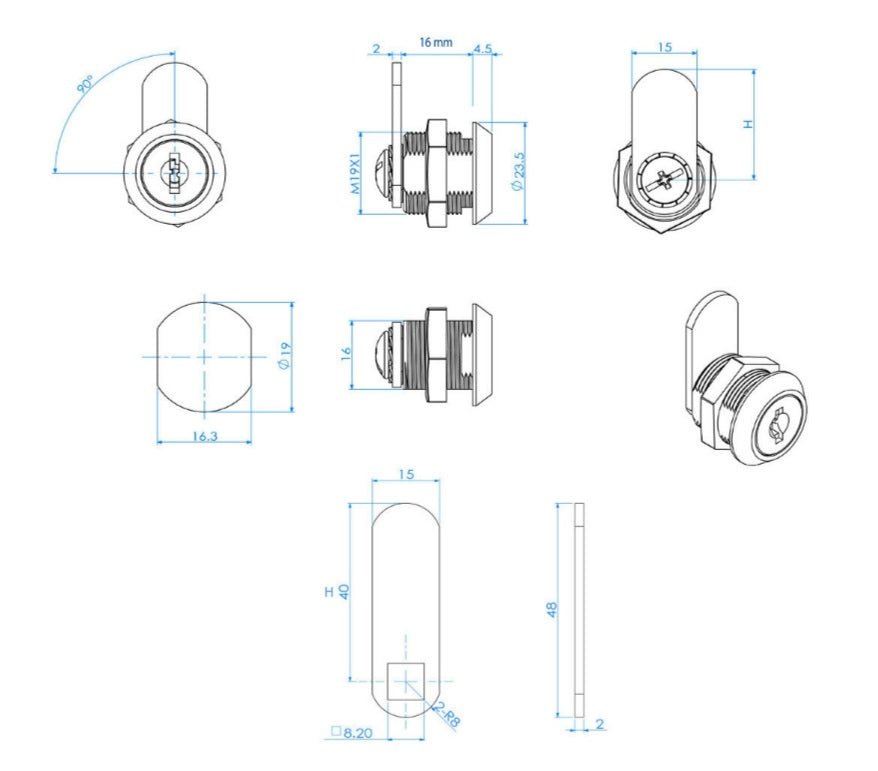 Richelieu BP1407 Cam Lock – Chrome Cabinet & Drawer Security (For Panels up to 12mm) - KI Home