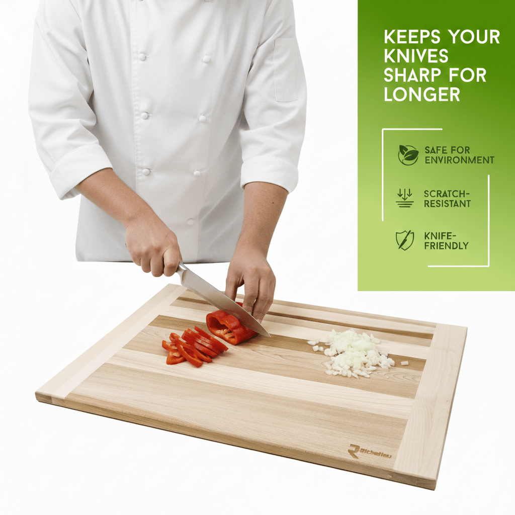 Richelieu Extra Large Canadian Maple Cutting Board - Pastry/Carving Board (22" x 16" x 3/4") with Care Kit - KI Home