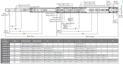 Richelieu GS4270 Series Kit Full Extension Soft - Close Drawer Slides with Rear Metal Brackets – 16" to 28" Lengths (One Pair) - KI Home