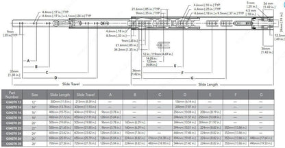 Richelieu GS4270 Series Kit Full Extension Soft - Close Drawer Slides with Rear Metal Brackets – 16" to 28" Lengths (One Pair) - KI Home