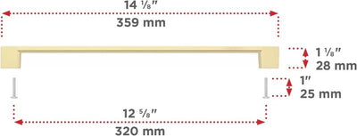 Richelieu Hardware BP8160320160 Armadale Collection 12 5/8 in (320 mm) Center - to - Center Contemporary Cabinet Drawer Pull Satin Brass - KI Home