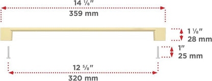 Richelieu Hardware BP8160320160 Armadale Collection 12 5/8 in (320 mm) Center - to - Center Contemporary Cabinet Drawer Pull Satin Brass - KI Home