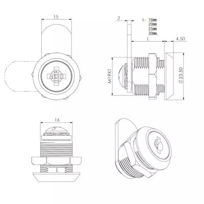 Richelieu Hardware Drawer Cabinet Cam Lock for Panel Thickness up to 23 mm - KI Home