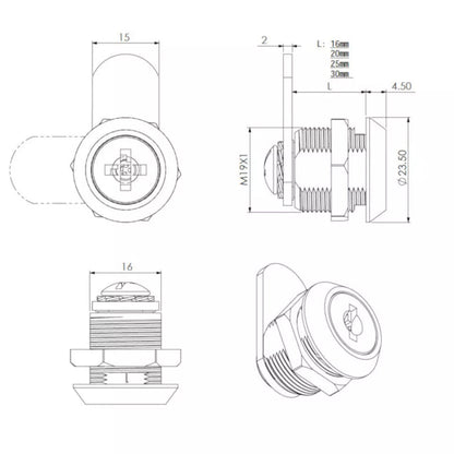 Richelieu Hardware Drawer Cabinet Cam Lock for Panel Thickness up to 23 mm - KI Home