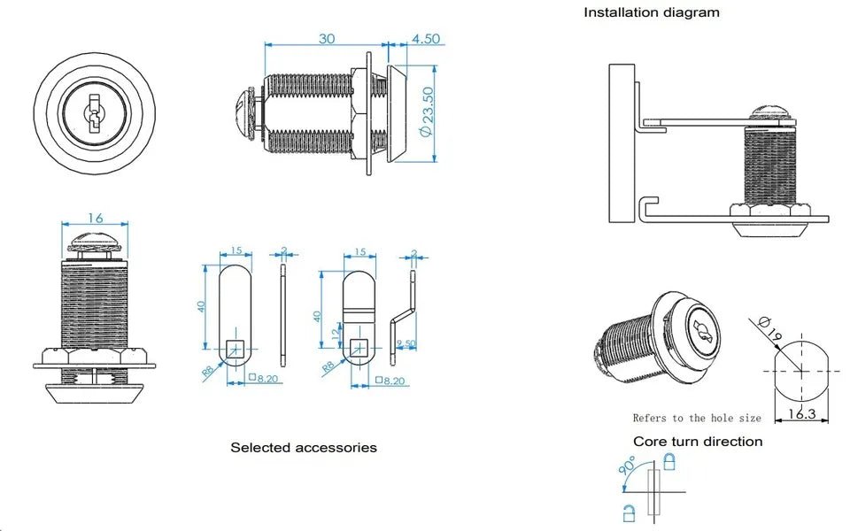 Richelieu Hardware Drawer Cabinet Cam Lock for Panel Thickness up to 23 mm - KI Home