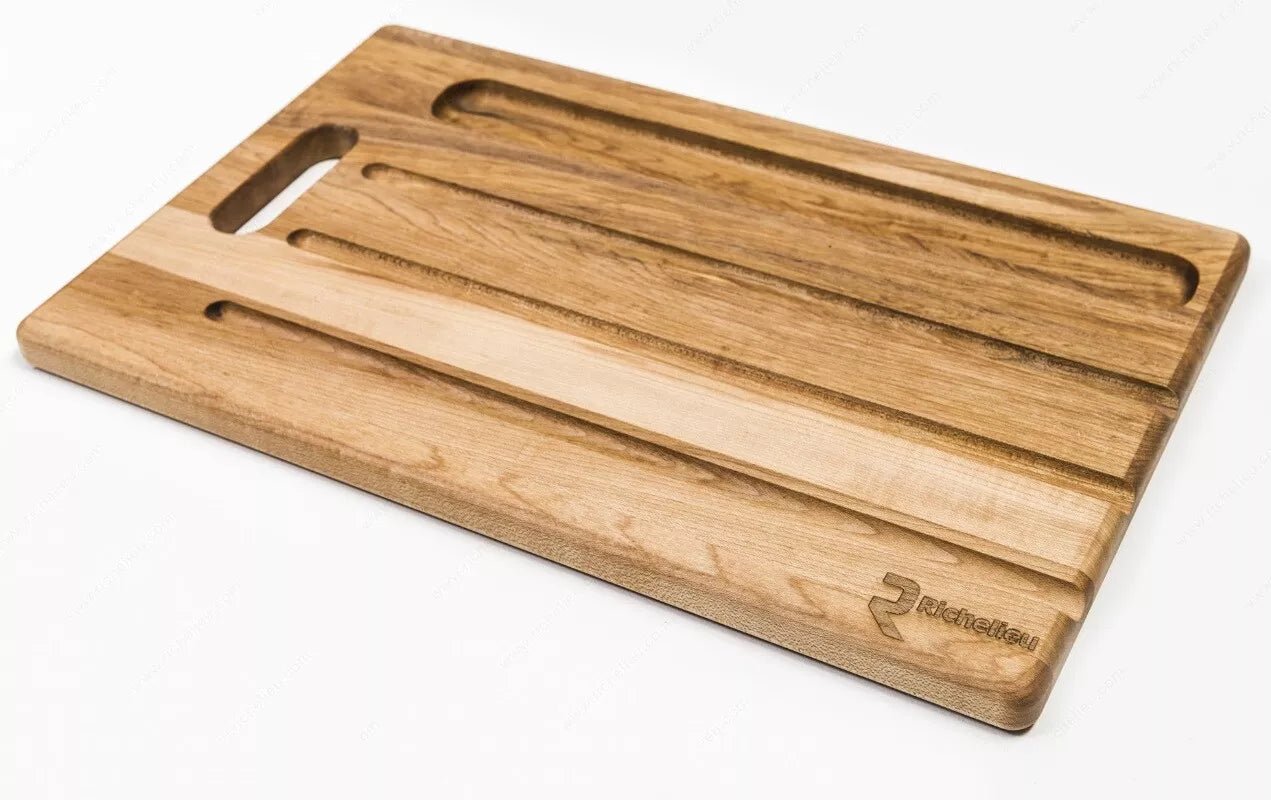 Richelieu Large 16" x 10" Canadian Maple Rectangular Grooved Bread & Pastry Cutting Board with Free Application Kit - KI Home