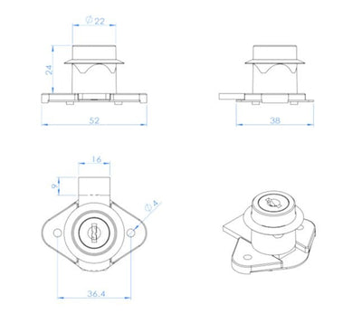 Richelieu Series 1402 Cam Lock – Cabinet & Drawer Security (Chrome) - KI Home