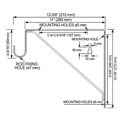 Round Rod & Shelf Bracket 11" – Steel Closet Rod & Shelf Support, Traditional, Heavy Duty - KI Home
