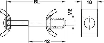 6-Inch Long Adjustable Steel Joint Bolts Fasteners for Recessed Work Surfaces