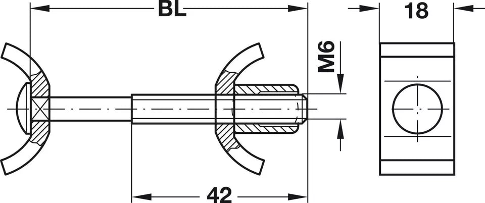 6-Inch Long Adjustable Steel Joint Bolts Fasteners for Recessed Work Surfaces