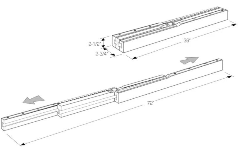 One Pair Equalizer Table Slides with Metal Gear Mechanism in Solid Wood (L & R)