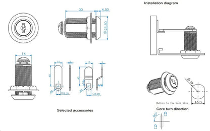 Richelieu Hardware Drawer Cabinet Cam Lock for Panel Thickness up to 23 mm