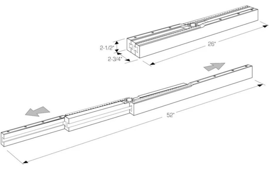 One Pair Equalizer Table Slides with Metal Gear Mechanism in Solid Wood (L & R)