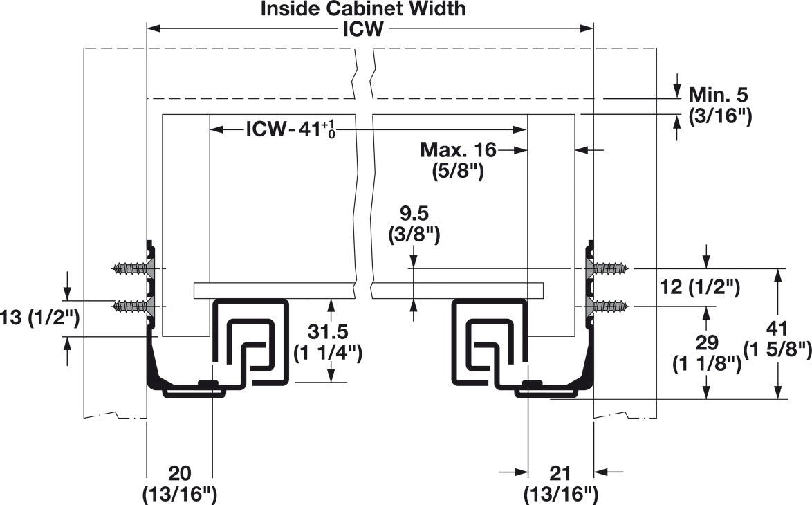 Salice Futura 16 Soft - Close Full - Extension Undermount Drawer Slides with Pair of front Clips | 75 lbs Capacity - KI Home