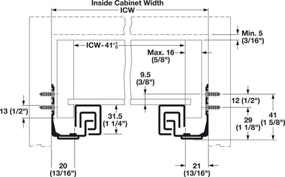 Salice Futura 16 Soft - Close Full - Extension Undermount Drawer Slides with Pair of front Clips | 75 lbs Capacity - KI Home