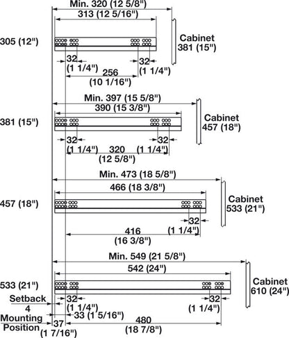 Salice Futura 16 Soft - Close Full - Extension Undermount Drawer Slides with Pair of front Clips | 75 lbs Capacity - KI Home