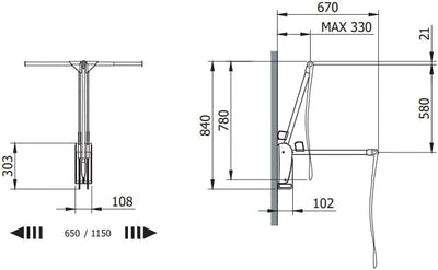Servetto ClosetPro Wall - Mounted Soft - Close Wardrobe Lift (26" - 45" Adjustable width) - KI Home