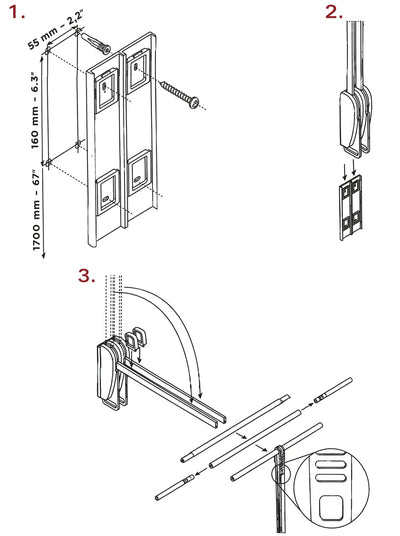 Servetto ClosetPro Wall-Mounted Wardrobe Lift (26" - 45" Adjustable Width) – Soft-Close Pull-Down Closet Organize - KI Home