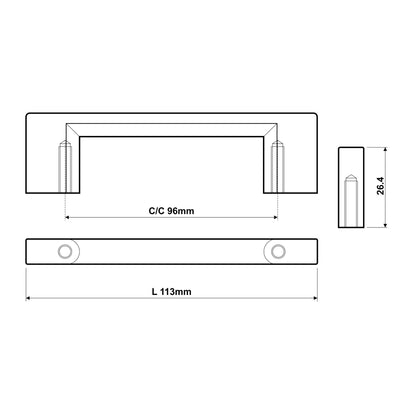 Richelieu Hardware 3-3/4 in. (96 mm) Center-to-Center Modern Cabinet Drawer Pull Matte Black